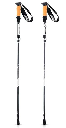 Neo-Sport Bastones de Trekking para Caminar nórdicos Plegables Ajustables 85-130 cm Mango de Corcho de Aluminio 1 par Negro Gris