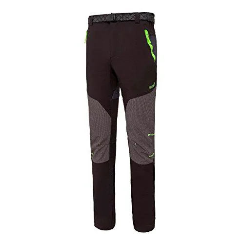 Izas Elin Pantalones Trekking, Hombre, Negro/Gris Oscuro/Lima, S