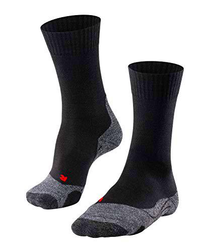 FALKE TK2 Explore Calcetines De Senderismo Hombre Lana De Merino Negro Gris Más Colores Accesorios De Montaña En Trekking O Camping Para Calzado De Hombres sin patrón y reforzado 1 Par
