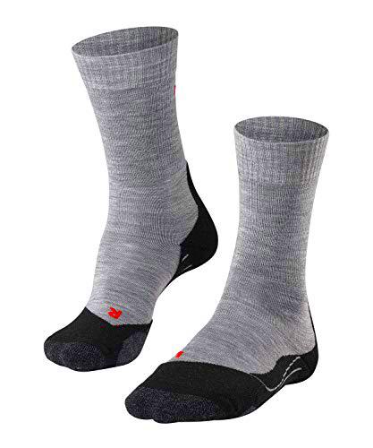 FALKE TK2 Explore Calcetines De Senderismo Hombre Lana De Merino Negro Gris Más Colores Accesorios De Montaña En Trekking O Camping Para Calzado De Hombres sin patrón y reforzado 1 Par