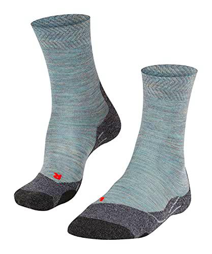 FALKE TK2 Melange Calcetines De Senderismo Mujer Lana De Merino Azul Gris Más Colores Accesorios De Montaña En Trekking O Camping Para Calzado De Hombres con patrón y reforzado 1 Par