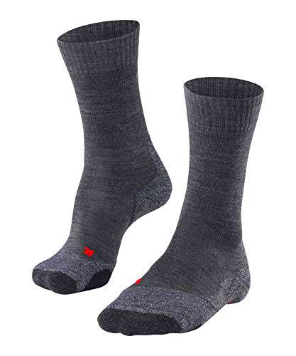 FALKE TK2 Explore Calcetines De Senderismo Hombre Lana De Merino Negro Gris Más Colores Accesorios De Montaña En Trekking O Camping Para Calzado De Hombres sin patrón y reforzado 1 Par