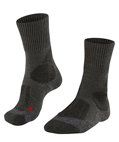 FALKE TK1 Adventure Calcetines De Senderismo Hombre Lana De Merino Negro Gris Más Colores Accesorios De Montaña En Trekking O Camping Para Calzado De Hombres sin patrón y reforzado 1 Par