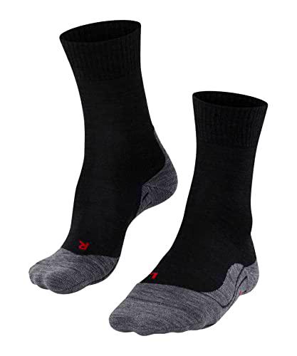 FALKE TK5 Calcetines De Senderismo Mujer Lana De Merino Negro Gris Más Colores Accesorios De Montaña En Trekking O Camping Para Calzado De Hombres sin patrón y reforzado 1 Par