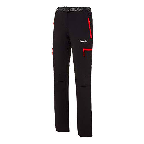 Izas PAU Pantalones Trekking, Mujer, Negro/Rojo, XL