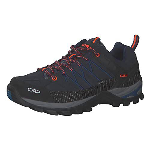 CMP Rigel Low Trekking Shoes Wp, Zapatos Hombre, Negro (B Blue Flash Orange), 47 EU