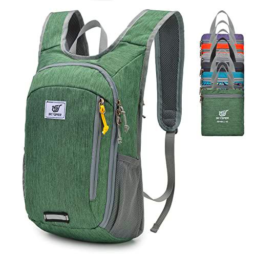SKYSPER 10L Mochila Plegable Ultraligera Mochila de Viaje Mochilas de Marcha Pequeña Ahorra espacio para Hombre Mujer Viaje Excursiones Cortas Senderismo, verde