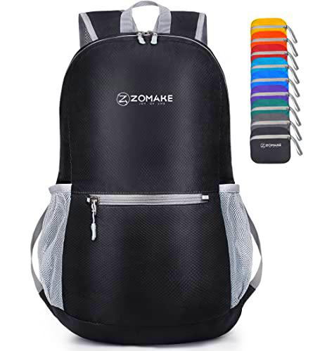 ZOMAKE Mochila Plegable Ultraligera - Mochilas de Senderismo Pequeña Mochila con Resistencia Al Agua 20L para Hombre Mujer Viaje Trekking Deporte(Negro)