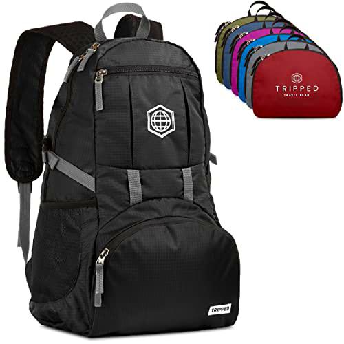 WorldTraveler|HD Colócalo Senderismo Mochila Mejor Resistente al Agua Ultra Ligera Mochila de día para los Hombres y Las Mujeres Negro de Viaje