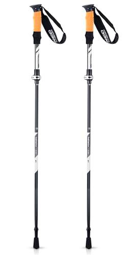 Neo-Sport Bastones de Trekking para Caminar nórdicos Plegables Ajustables 85-130 cm Mango de Corcho de Aluminio 1 par Negro Gris