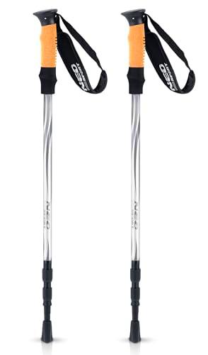Neo-Sport Bastones de Trekking para Caminar nórdicos Ajustables 65-135 cm Mango de Corcho de Aluminio 1 par Gris Claro