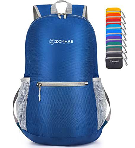 ZOMAKE Mochila Plegable Ultraligera - Mochilas de Senderismo Pequeña Mochila Con Resistencia Al Agua 20L Para Hombre Mujer Viaje Trekking Deporte(Azul marino)