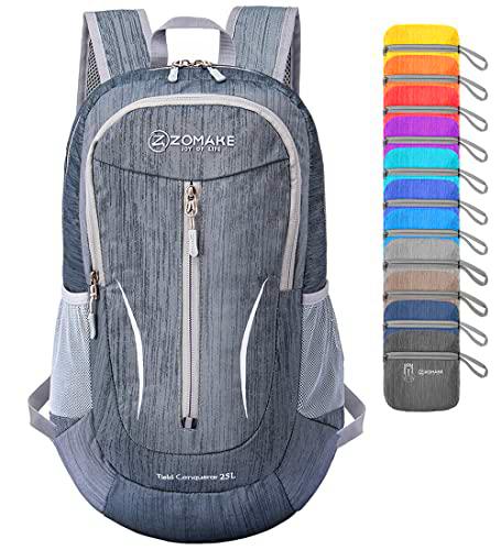 ZOMAKE Mochila plegable ultraligera e impermeable pequeña de 25 l para senderismo y viajes, negro