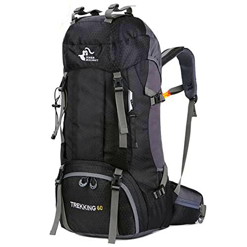 Bseash Mochila de senderismo ligera impermeable de 60L con cubierta de lluvia