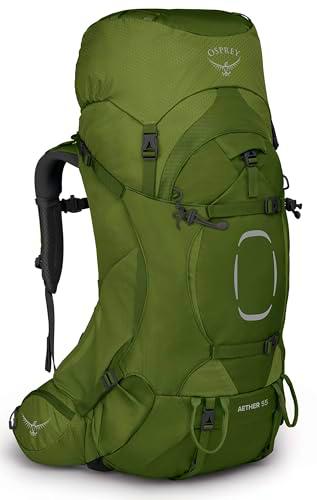 Osprey Aether Mochilas de senderismo para hombres - Correas de hombro y cinturón Fit-on-the-Fly personalizables &amp; Torso ajustable