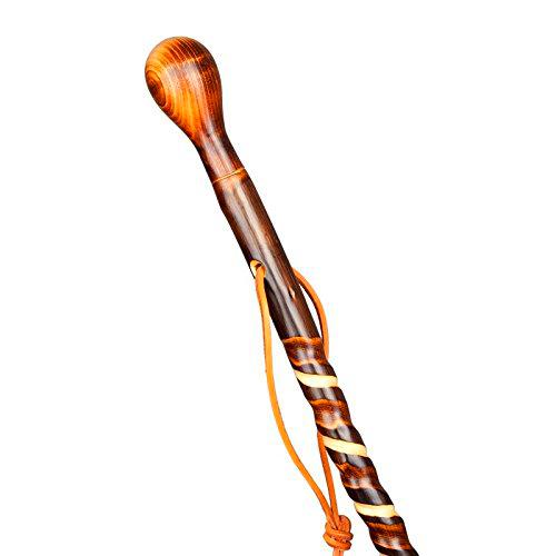 Stock-Fachmann Bastón de Especialista de castaño gefla MMT Doble Espiral Bastón de Senderismo con Cordel de Piel, marrón, M